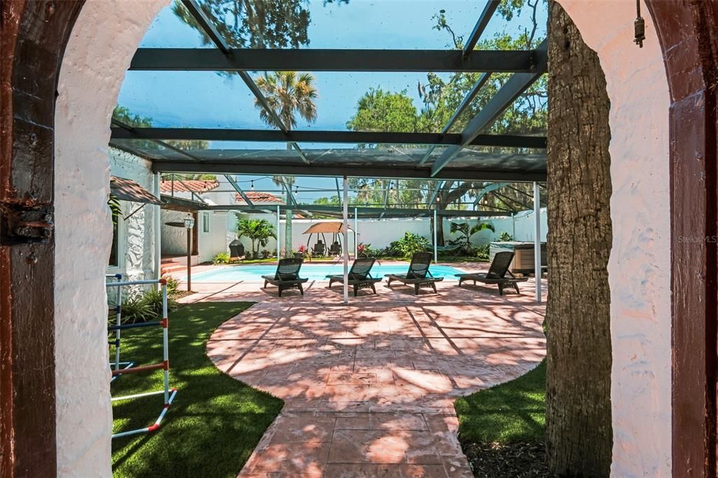 Screened pool and courtyard