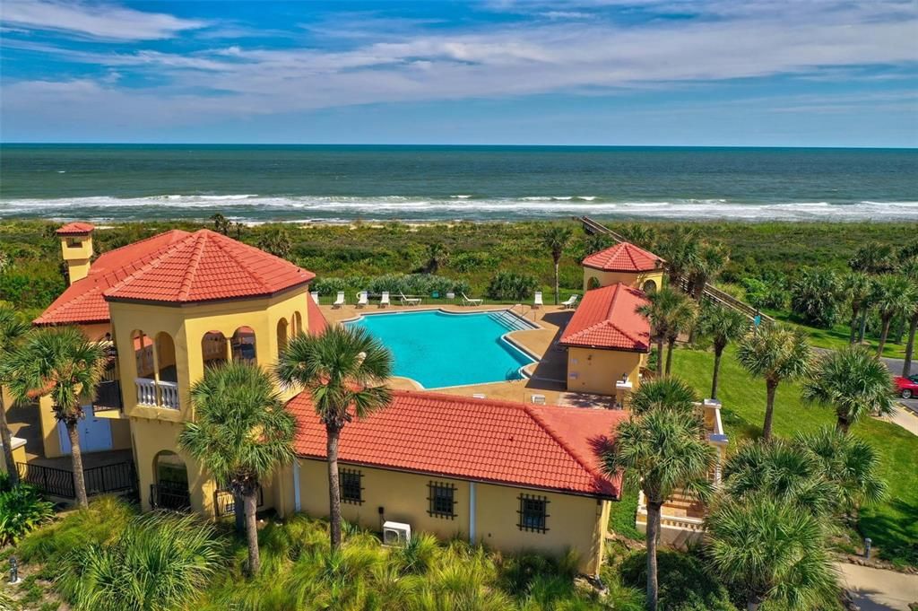 Drone shot of Clubhouse and Atlantic Ocean