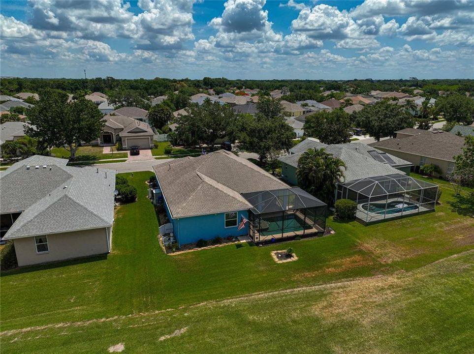 Overhead view of home and neighboring houses