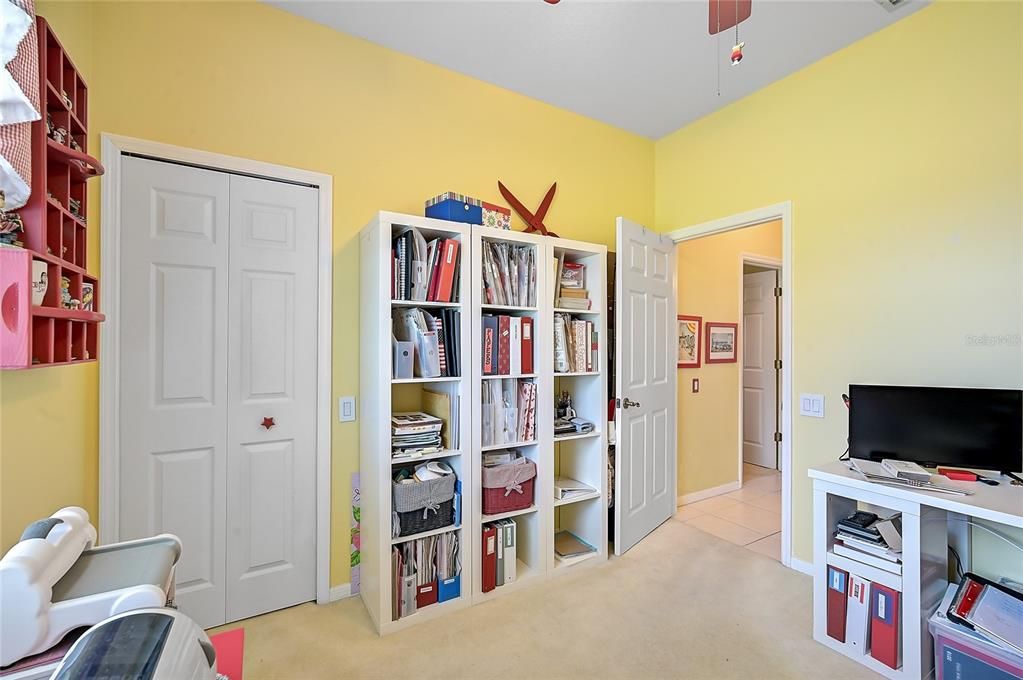 3rd bedroom also has a walk-in closet and is currently being used as a craft room. It has a great view of the golf course.