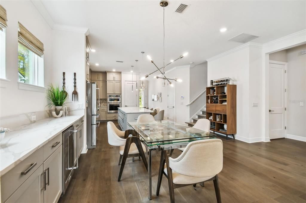 Beverage Fridge for Entertaining and Built-In Buffet