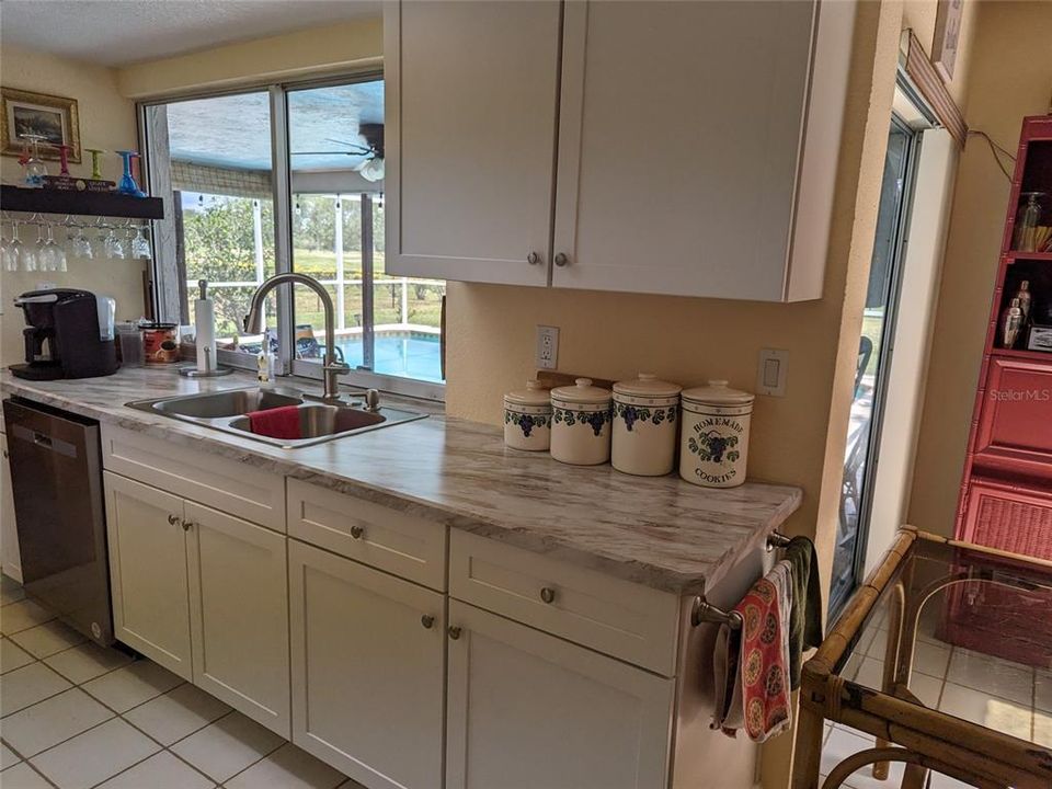 sink overlooks pool