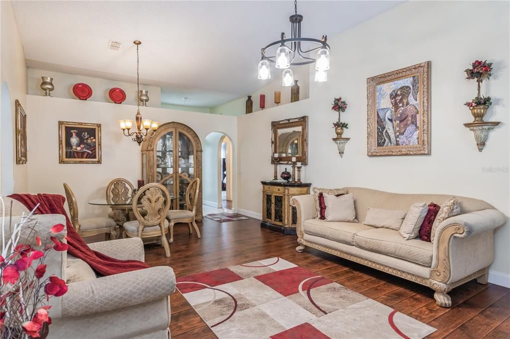 Spacious living room and dining room