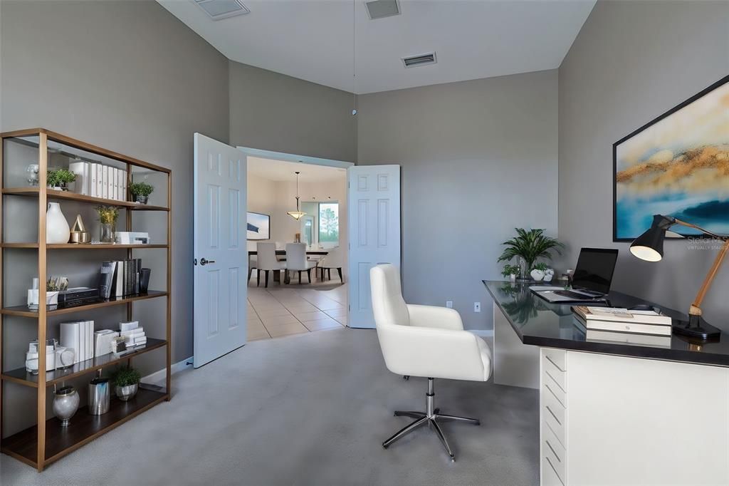 Virtually staged flex room.  Staged as an office, it could be a workout room, craft room or TV room.