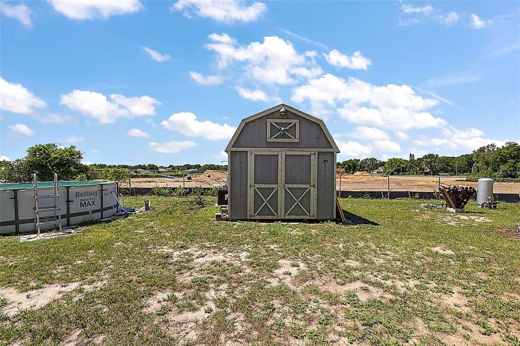 shed with an electrical box for lights and power tools