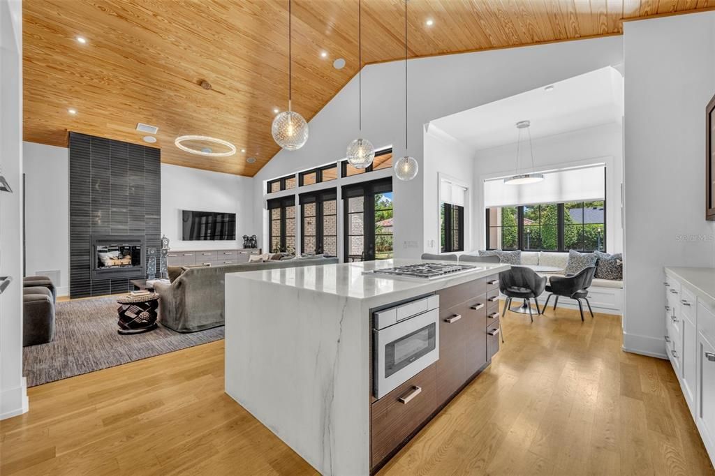 Kitchen opens to the family room