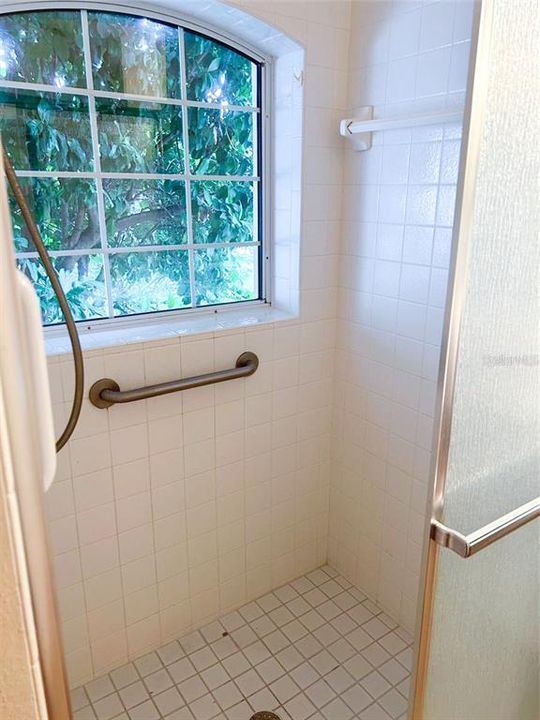 Primary shower with glass door