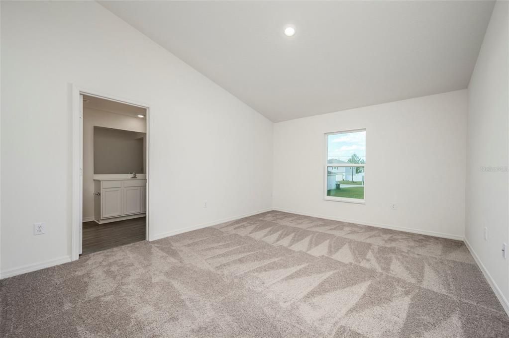 Primary Bedroom features a Vaulted Ceiling