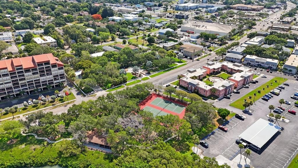 BIRDS EYE VIEW TWO PARKS AND TENNIS/PICKLE BALL COURTS