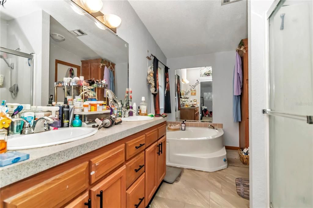 Primary Bathroom - Garden tub and separate walk in shower