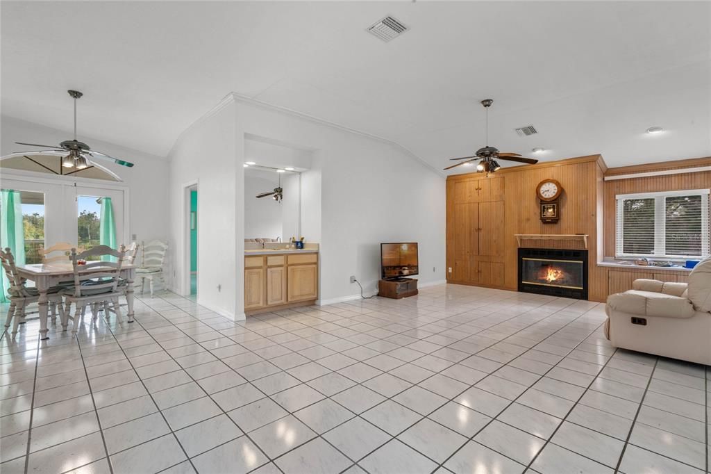 Family room with fireplace