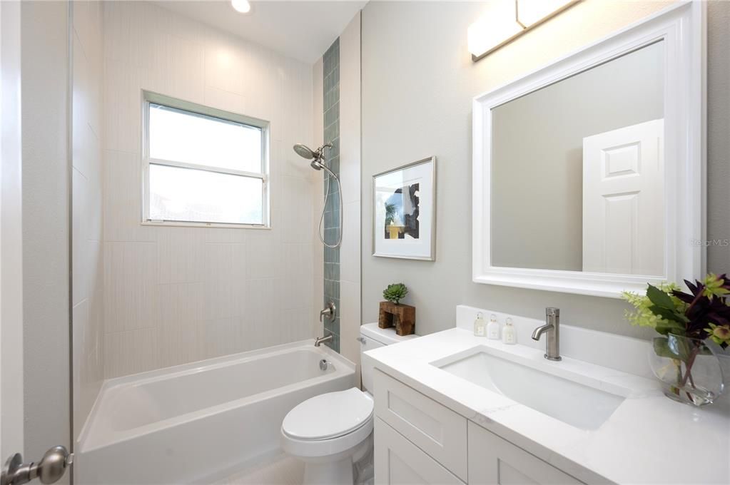 Bright and clean guest bathroom