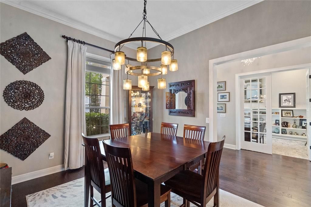 formal dining area, adjacent is the double door entry office