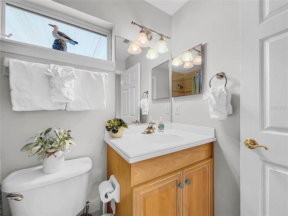 Guest bathroom with tub/shower combo