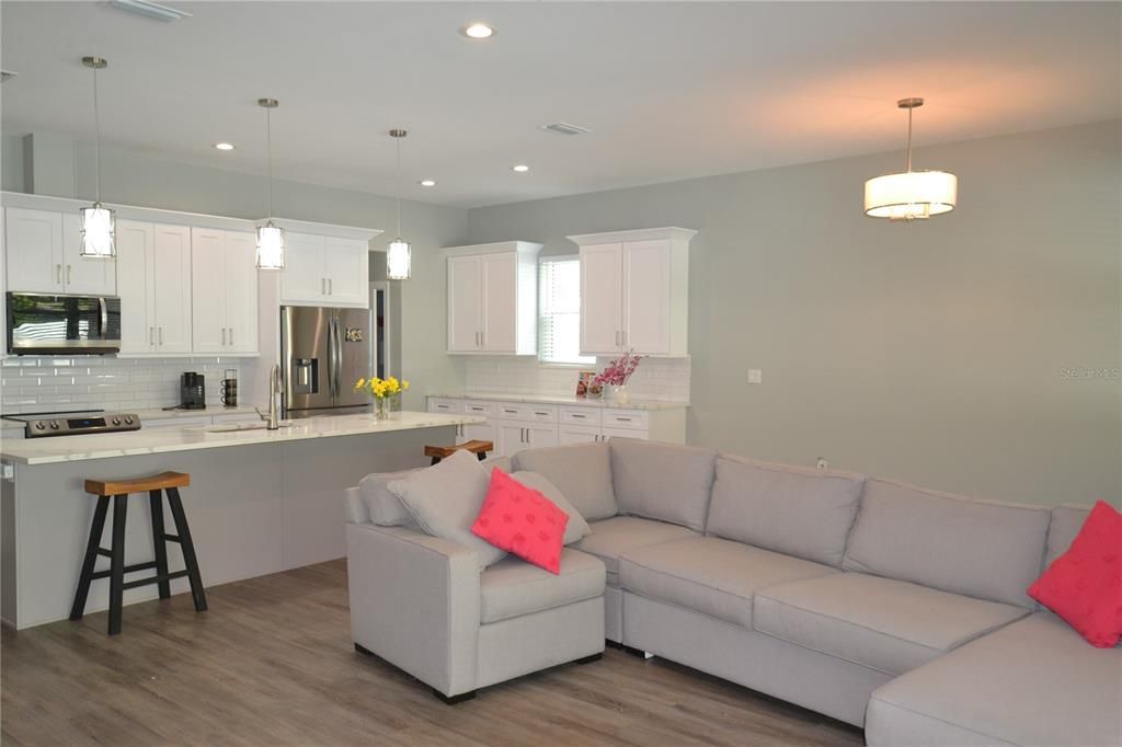 kitchen and open to living room dining room