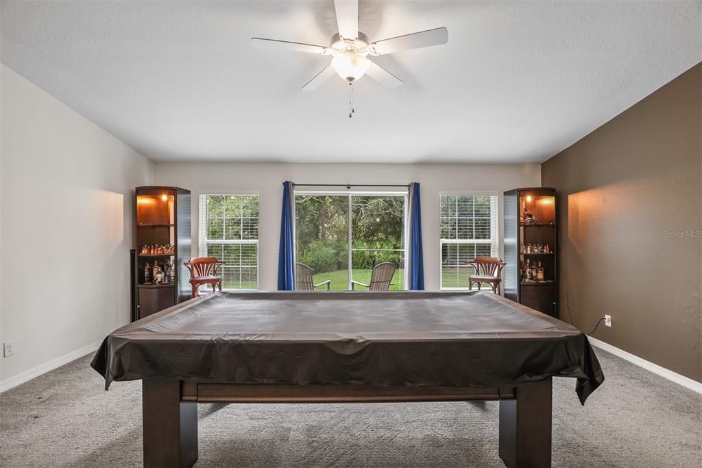 Living Room, currently has a pool table