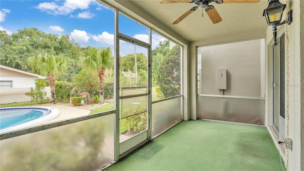 Back porch, easy access to one of the two community pools.