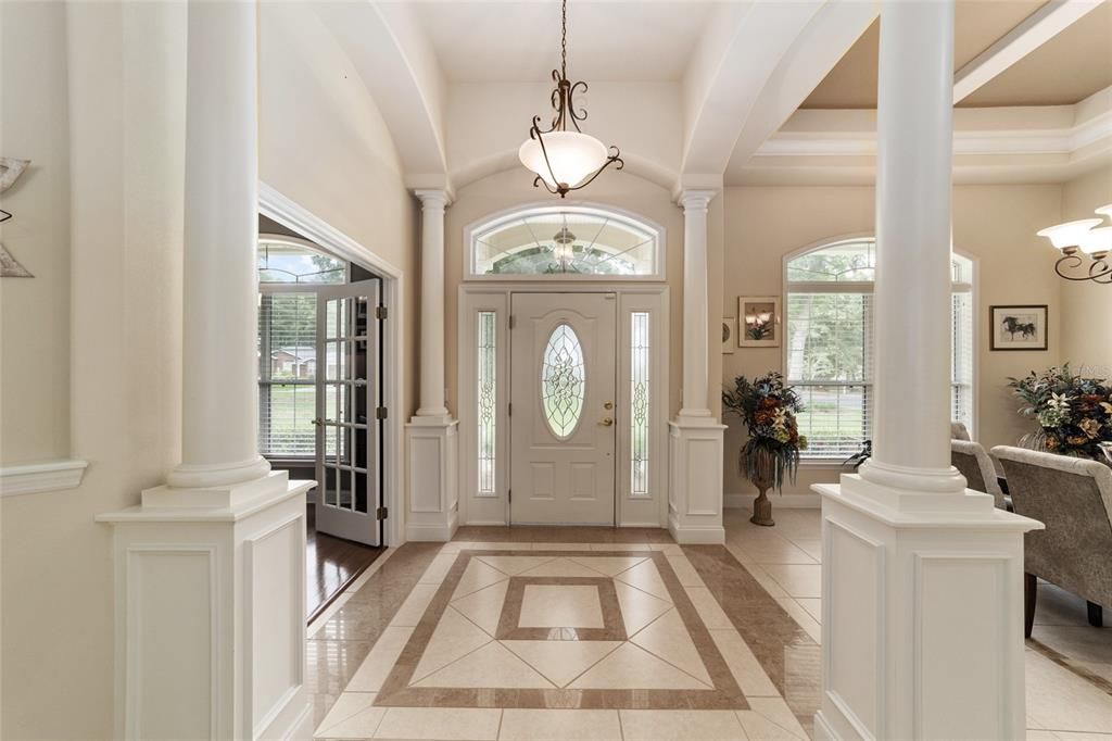 Elegant decorative tiled foyer