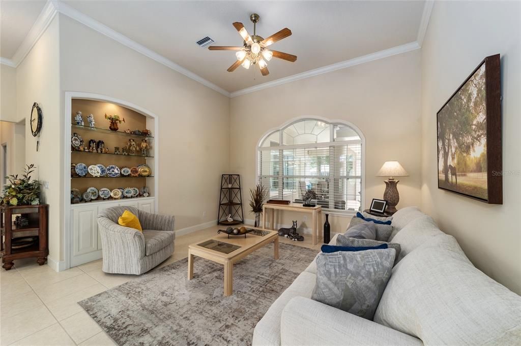 Crown molding and soaring ceilings