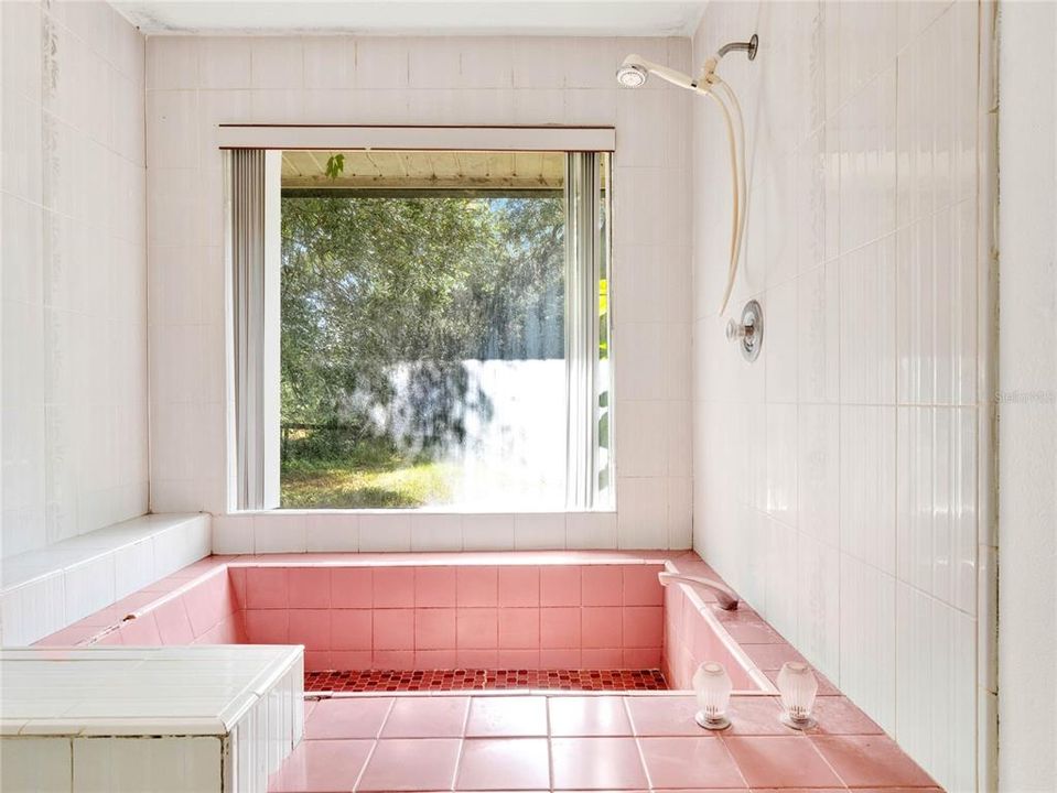 Tub with view to the yard