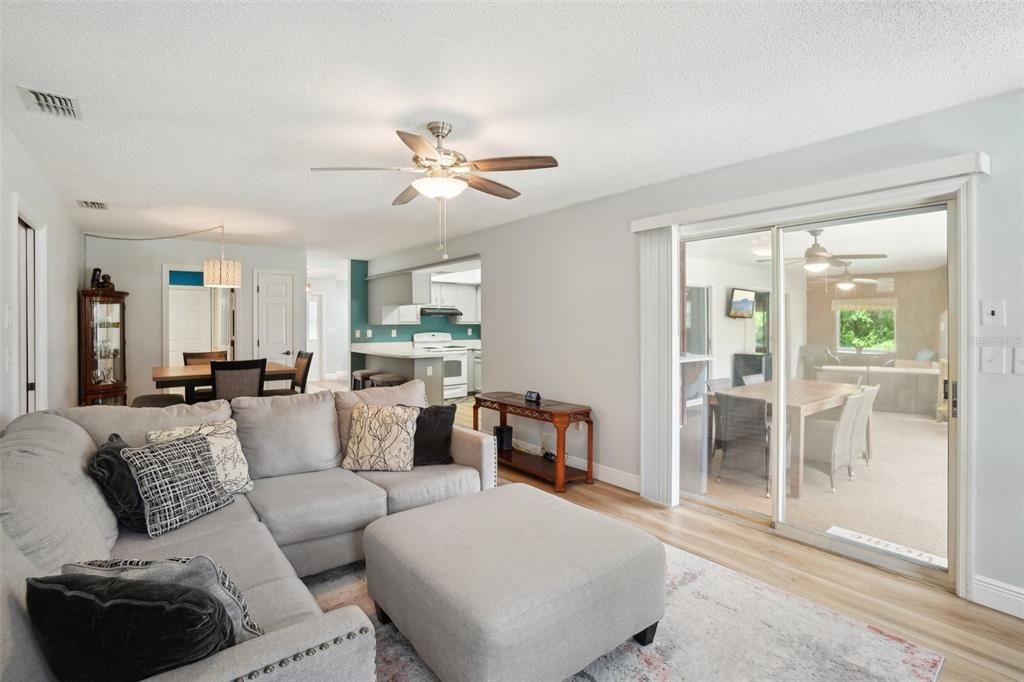 family room with sliding door access to the lanai