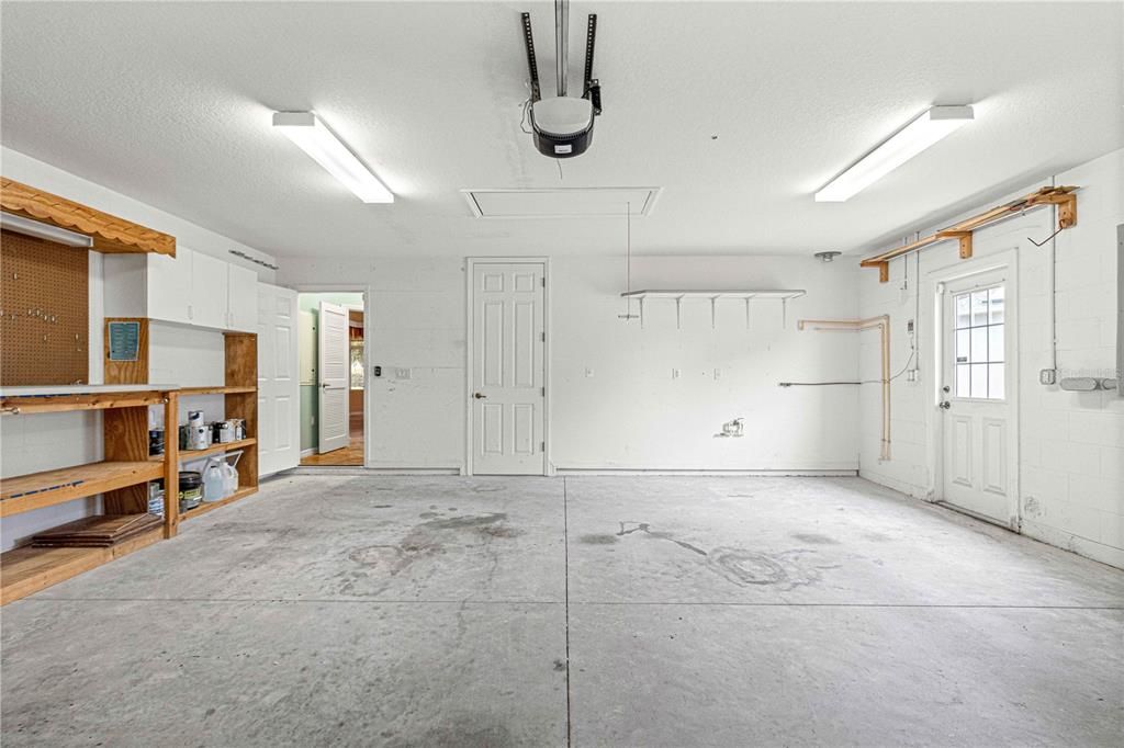Extra large garage with side door