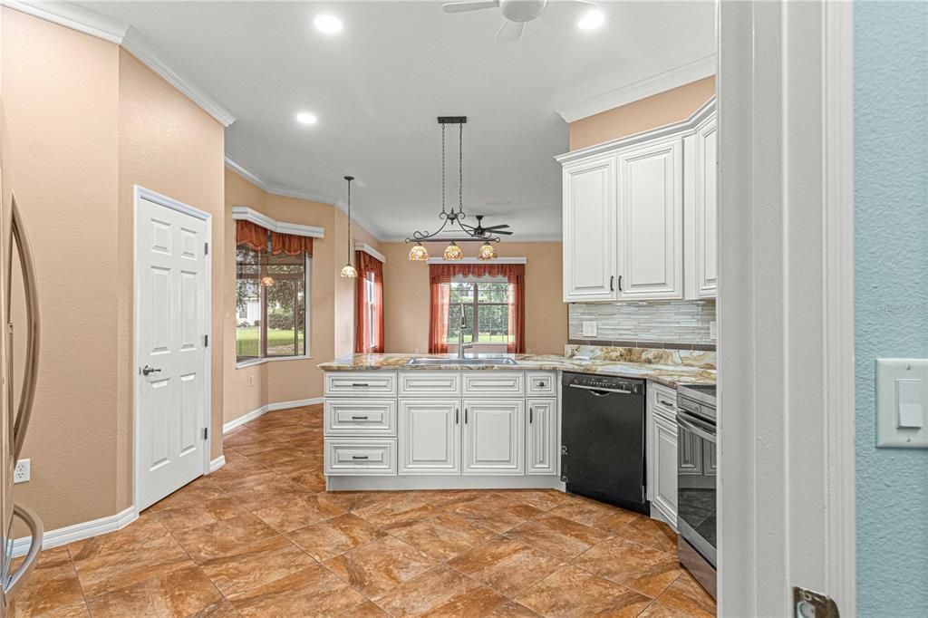 A cooks dream kitchen.  Designer cabinets