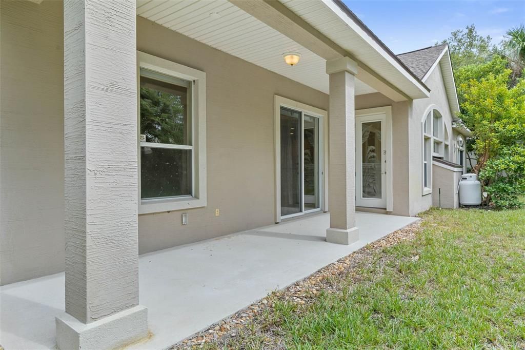 Covered porch off living and dining room