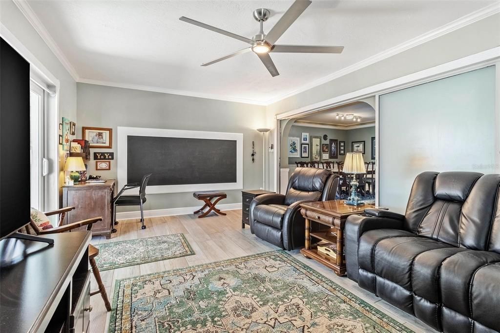 Family room with access to the pool