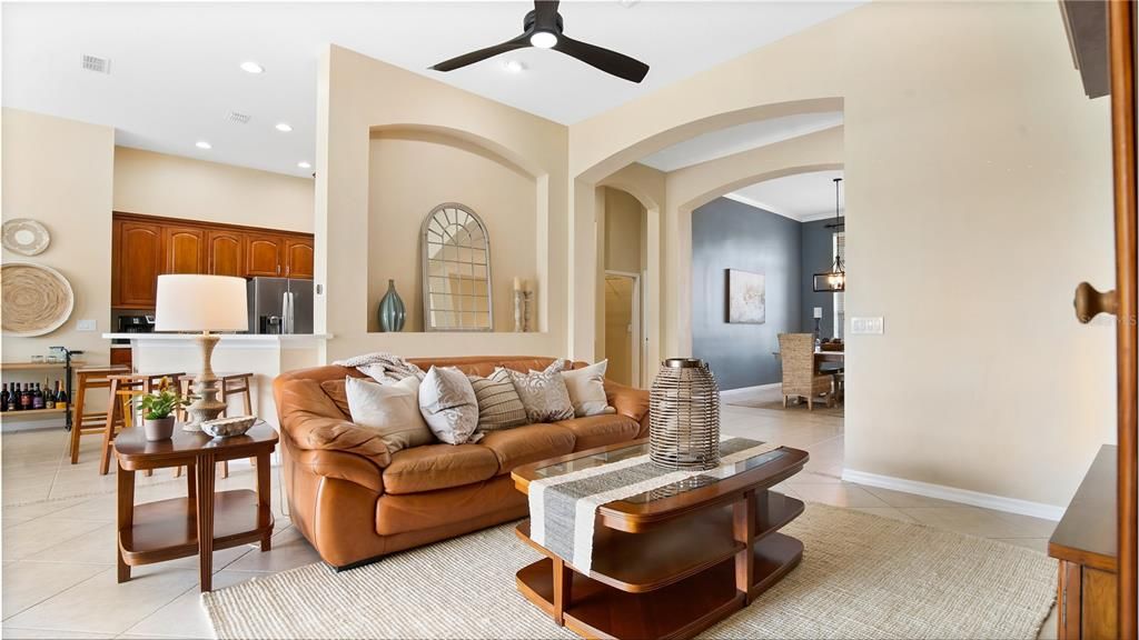 Kitchen overlooking Family Room and Lanai