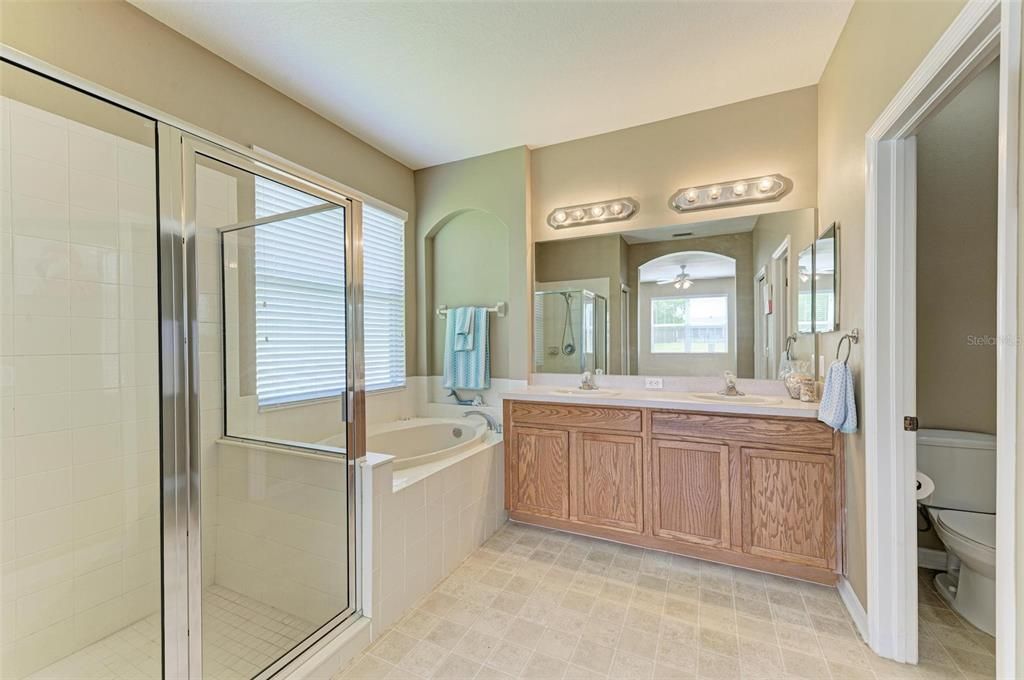 Primary bathroom with large walk in closet