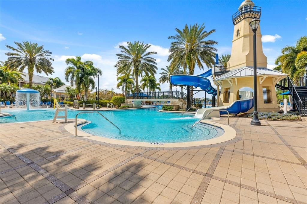 Community pool, club house and lagoon