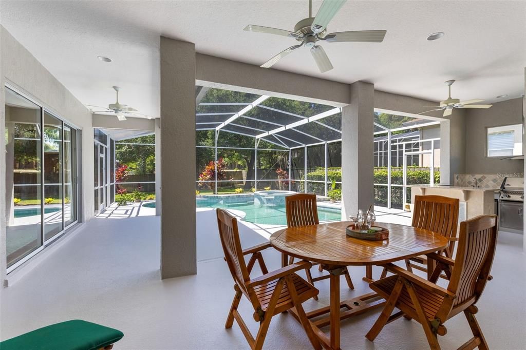 Large, covered pool deck