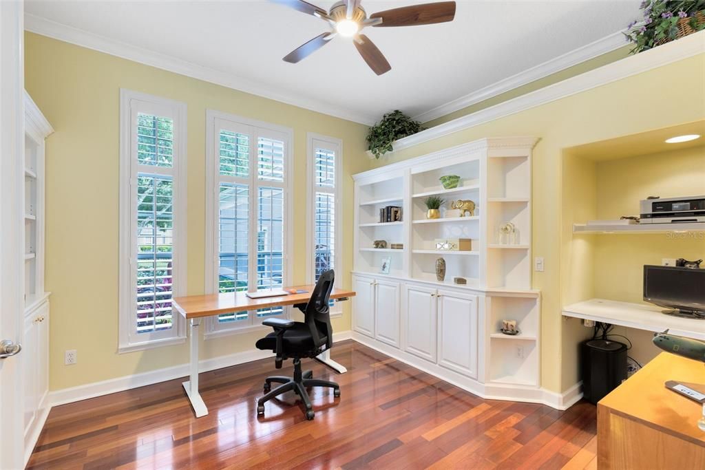 Front office w/built-in cabinets and shelving