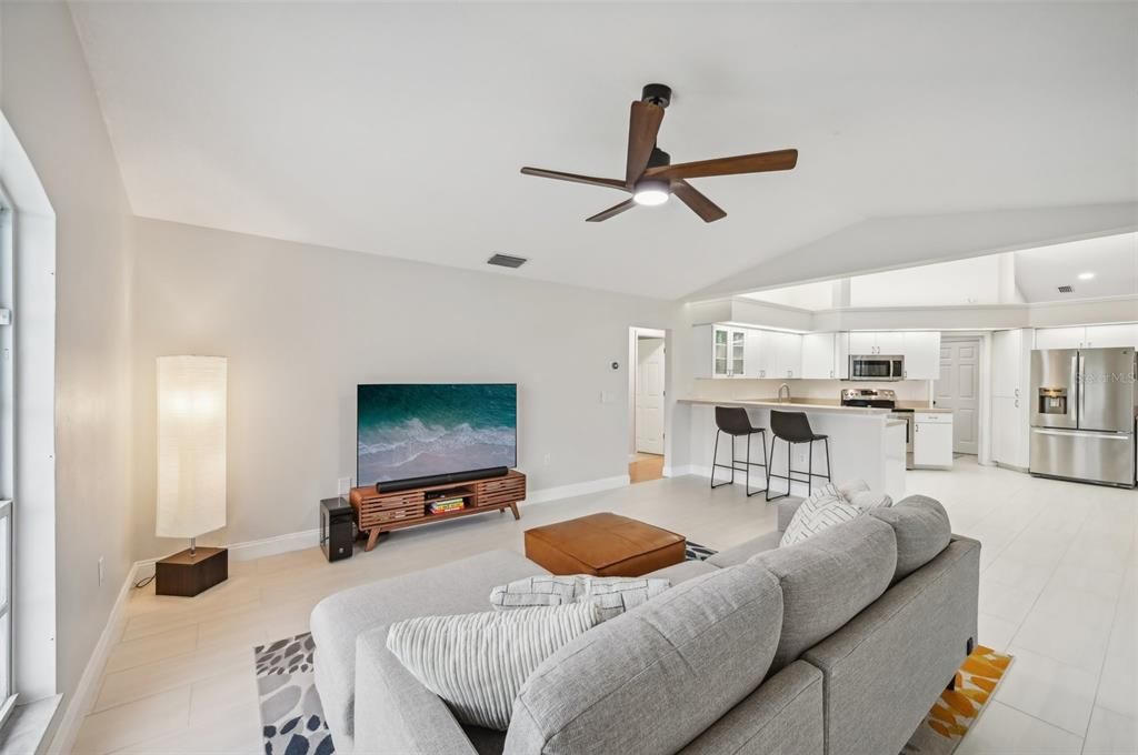 Family Room with stacking sliders to Lanai