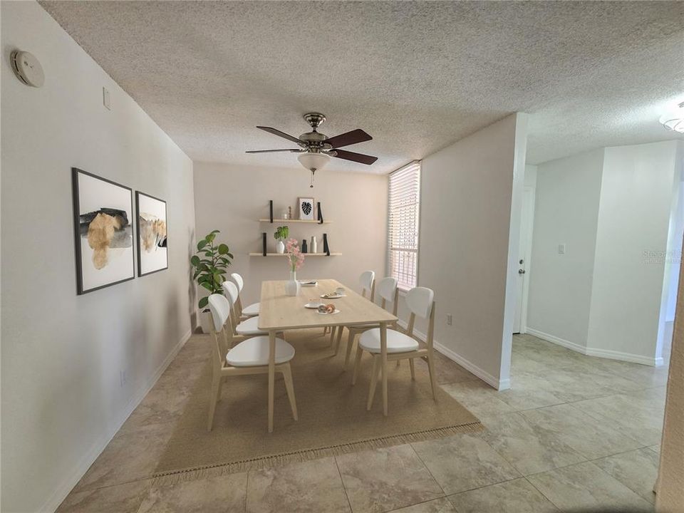 Remodeled kitchen with granite countertops, backsplash, and new appliances