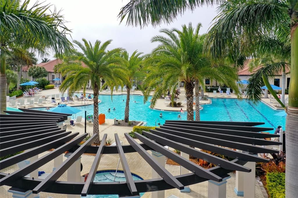 The community pool and hot tub.