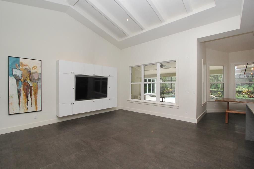 kitchen opens to family room