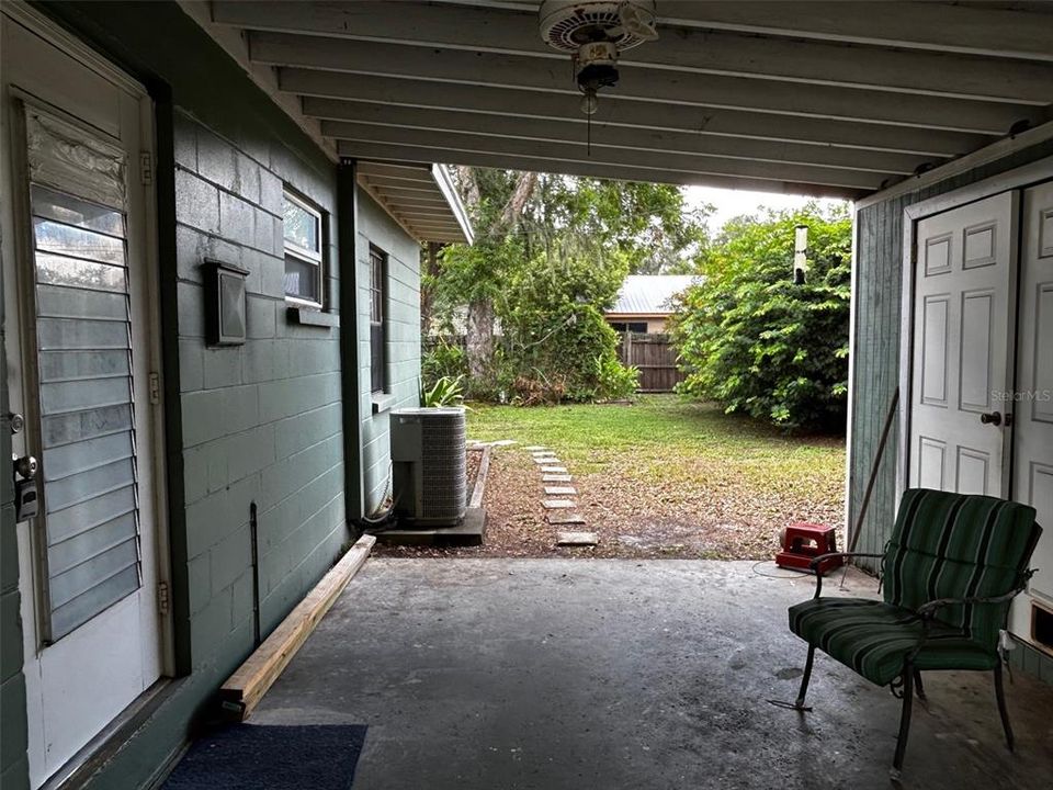 Carport looking to back yard.