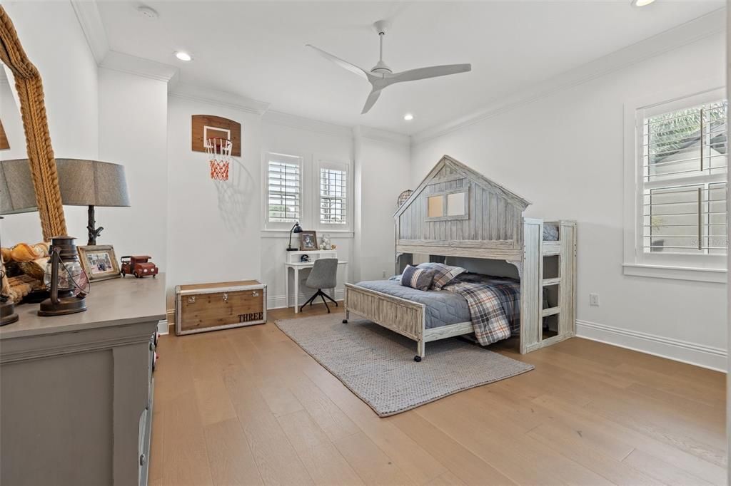 Upstairs bedroom with custom walk-in closet