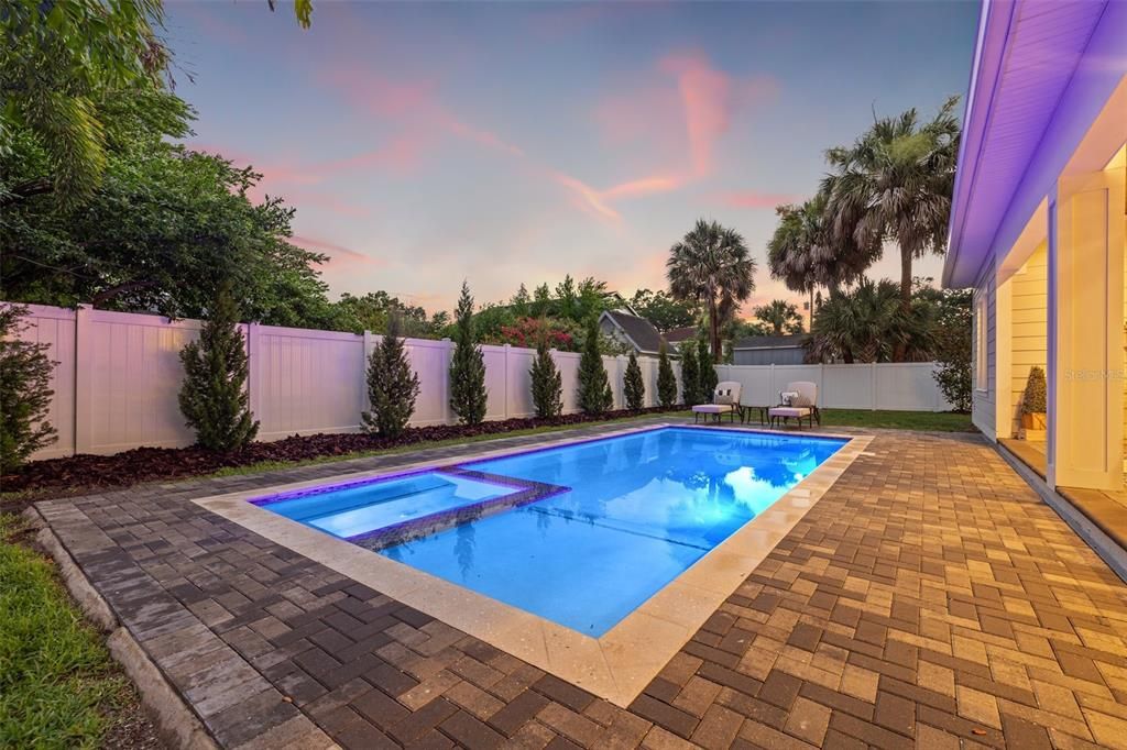 Twilight Photo of the Sparkling Pool!