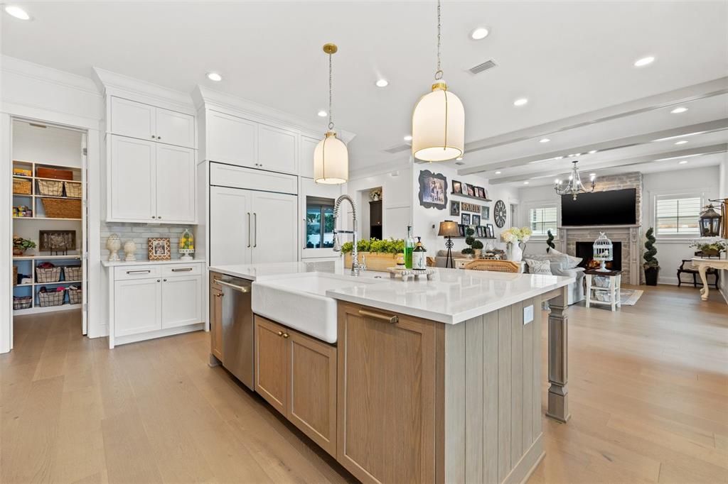 View from kitchen overlooking the Family Room.