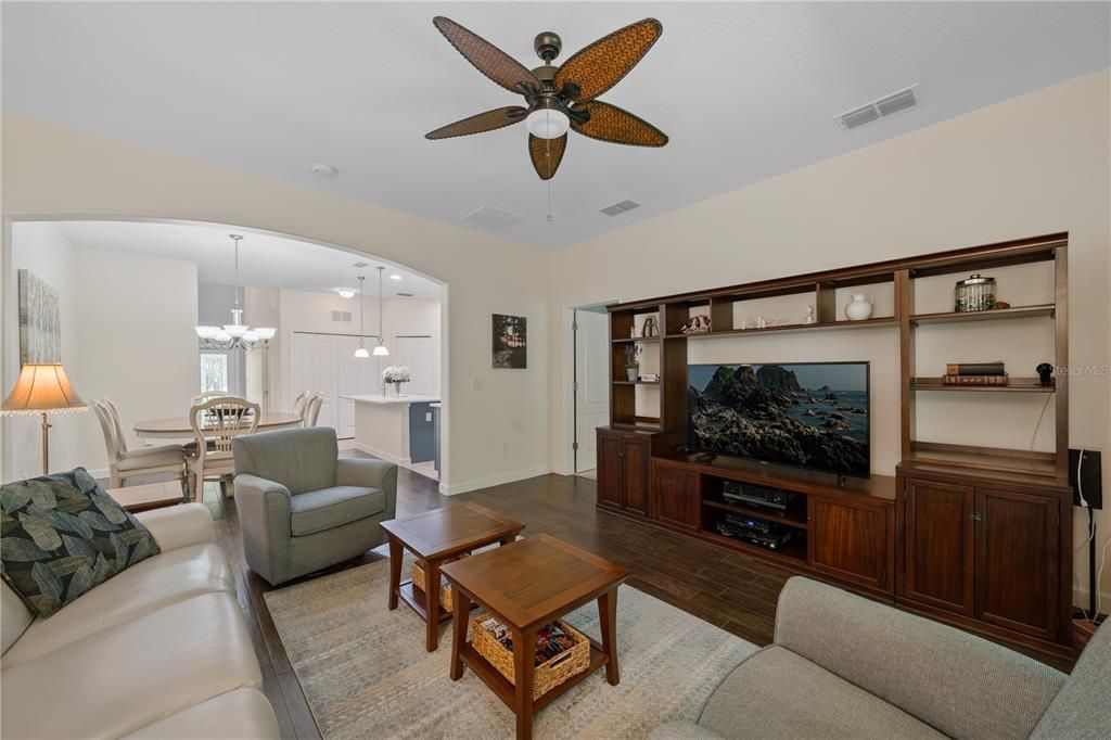 Great room with view into the dining area