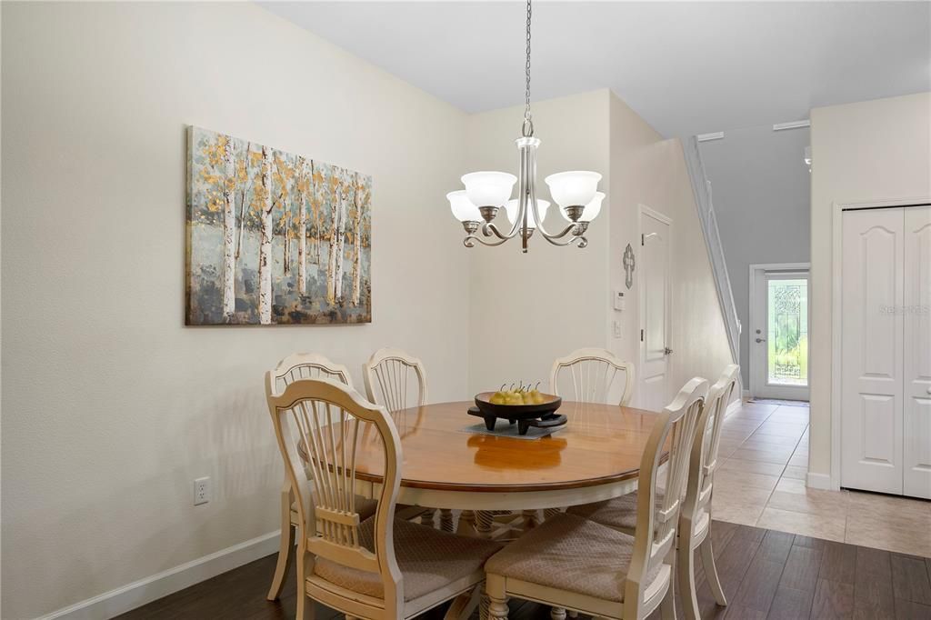 Dining area with view of the front entrance