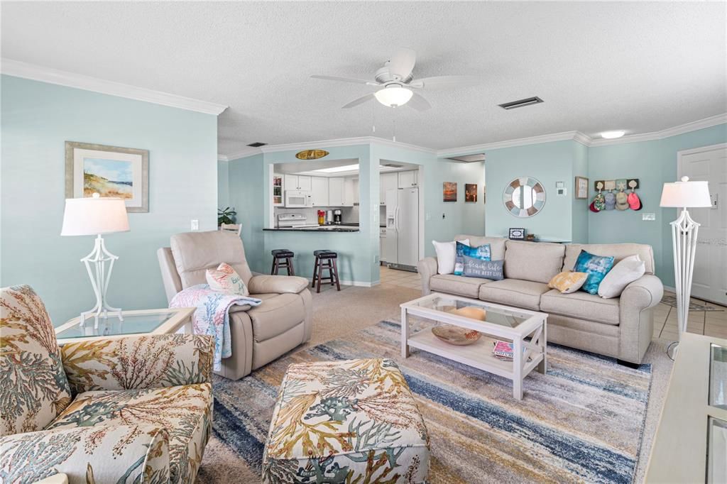 Living area towards kitchen