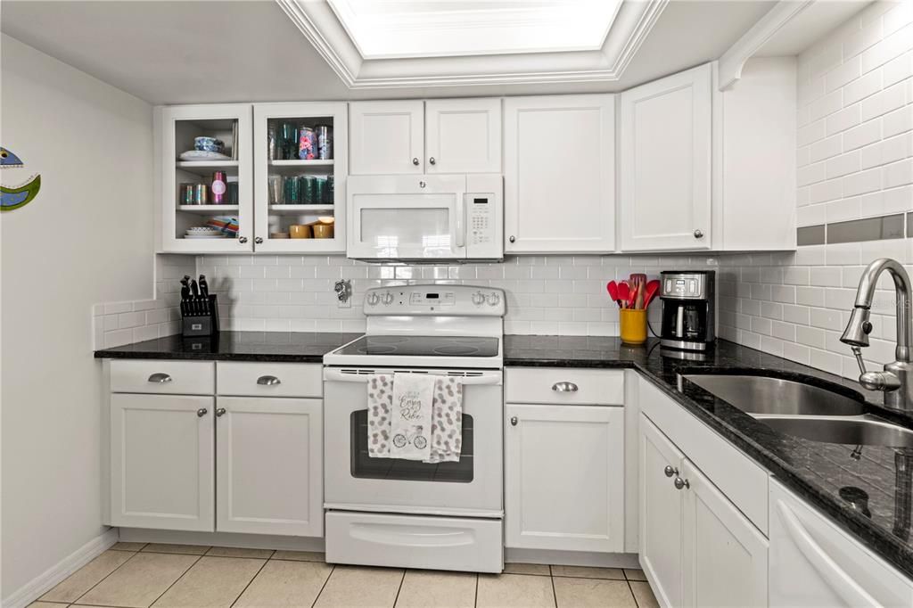 Kitchen has plenty of storage and counter space.