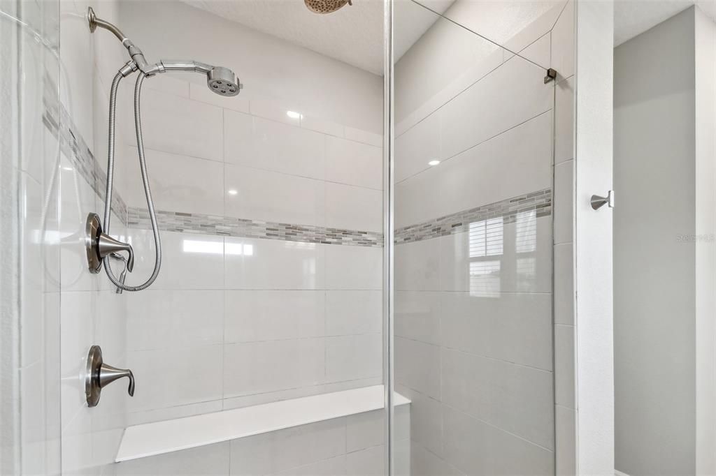 Primary Bath Shower with Tile & Frameless Glass