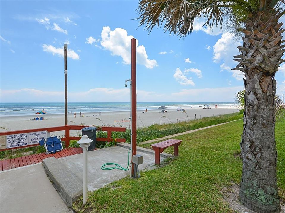 Beach walk-over with outdoor shower