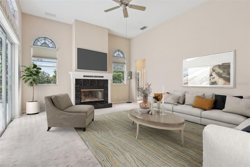 Main Family Room with SO MUCH NATURAL LIGHT. 13 FT CEILINGS!