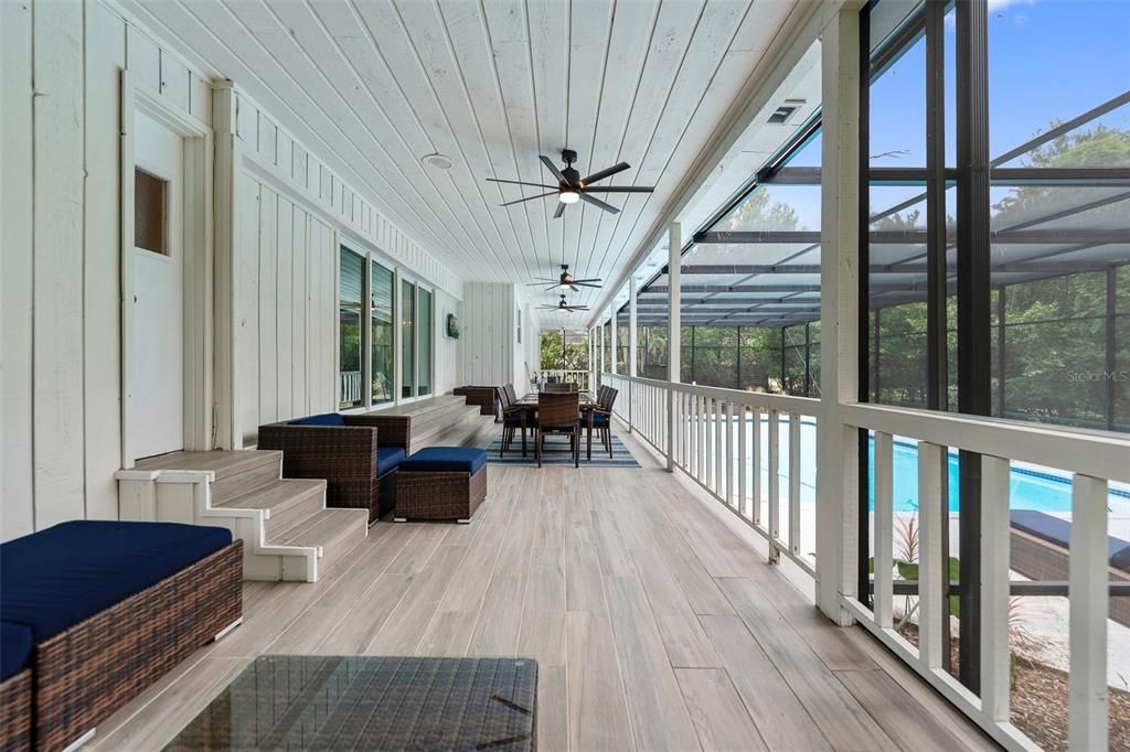 Lanai with entrance to pool bath